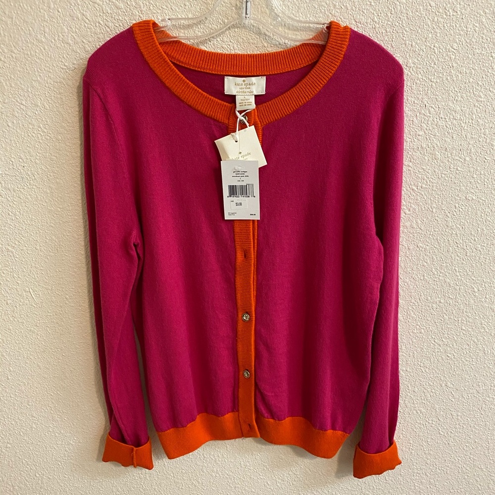 Kate Spade pink and orange button-up sweater s: 12